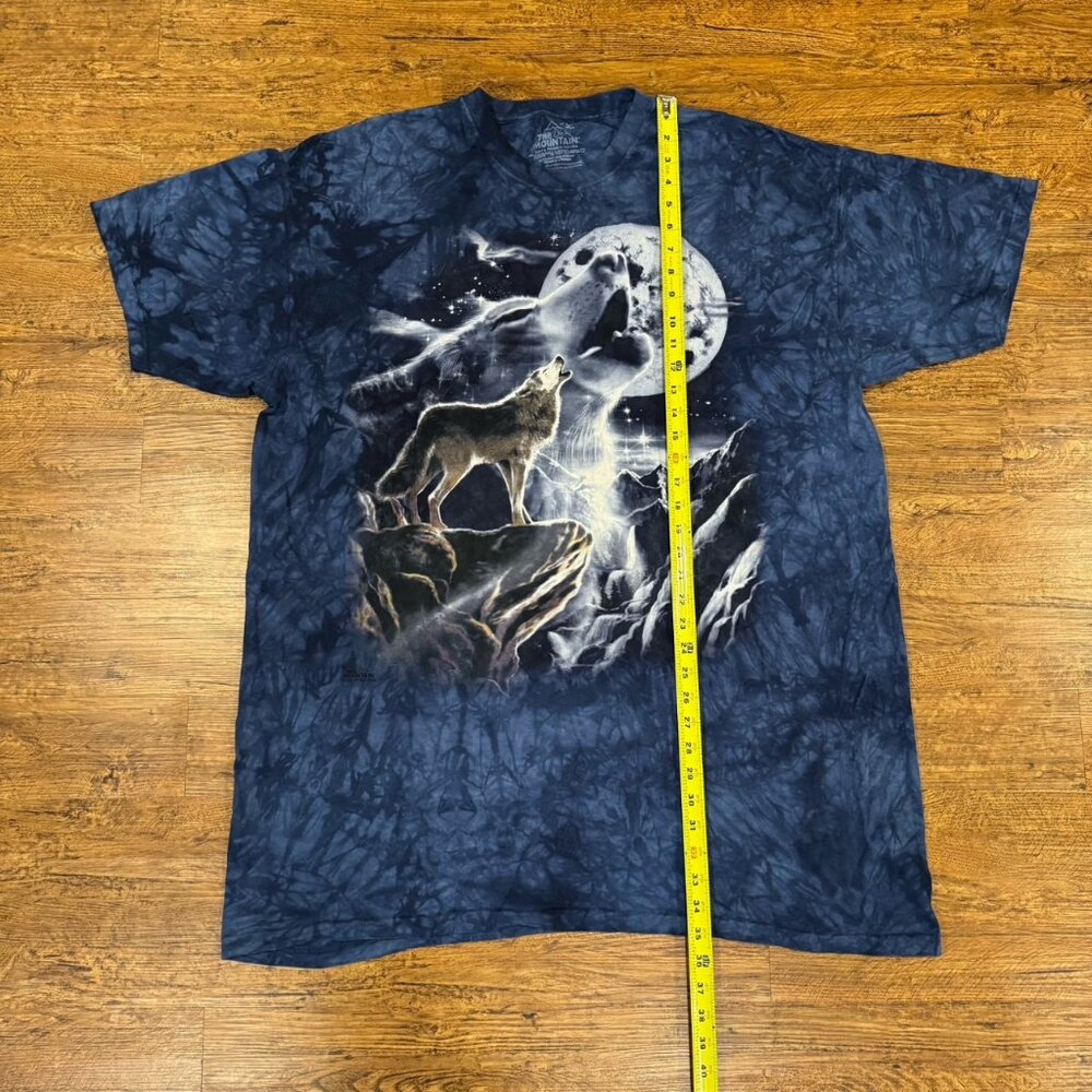 Vintage Y2K The Mountain Blue Tie Dye Wolf Moon Spirit Graphic T Shirt Men's 3XL - Picture 6 of 7